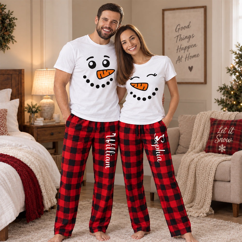 Personalized Snowman Matching Christmas Pajamas
