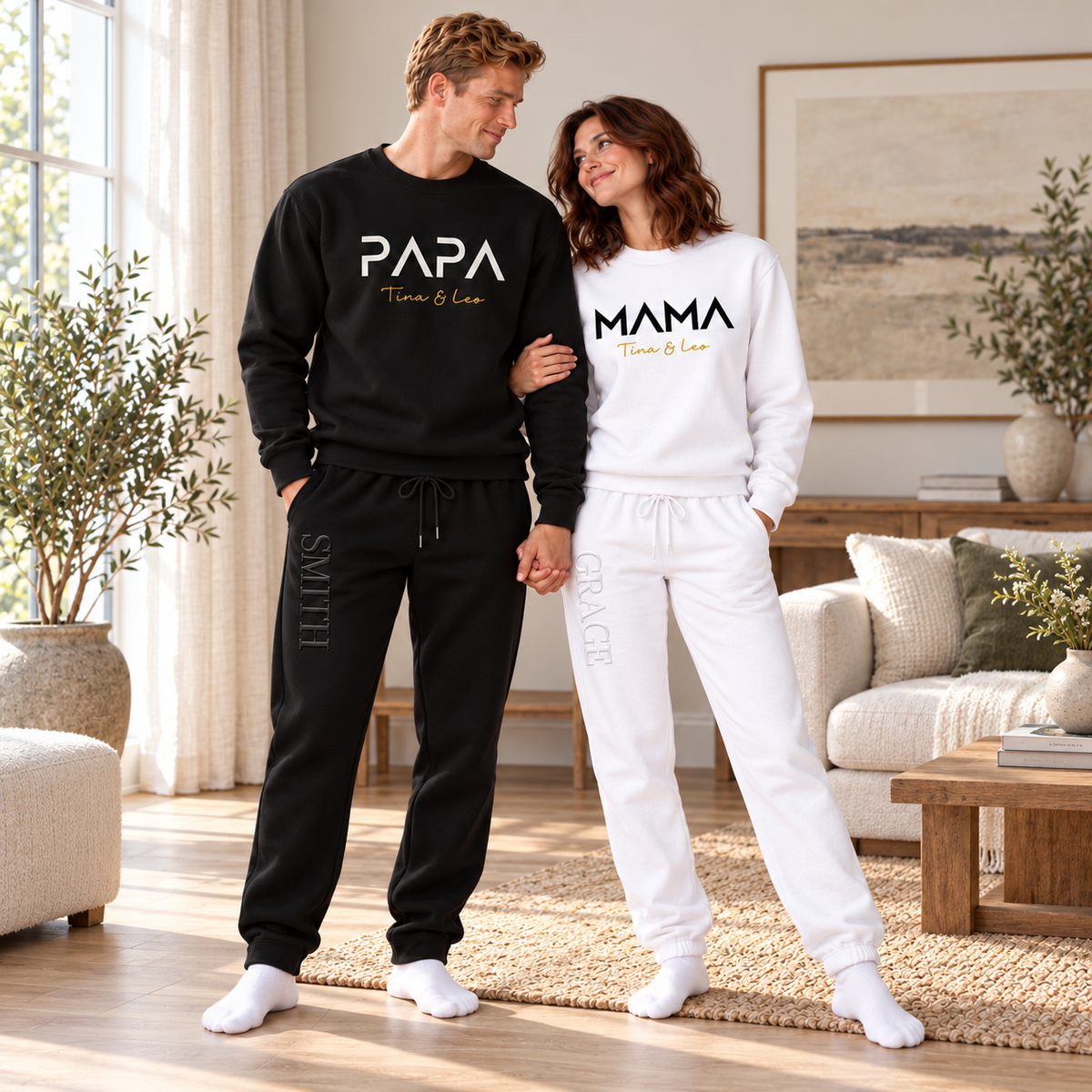 Personalized Mama & Papa Matching Sweatsuits