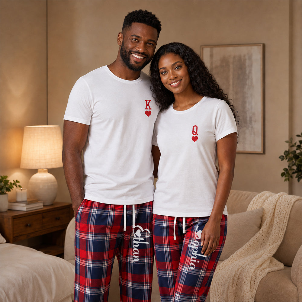 Personalized King & Queen Plaid Matching Pajamas