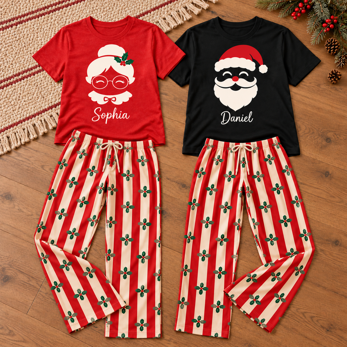 Personalized Mr & Mrs Claus Matching Christmas Pajamas