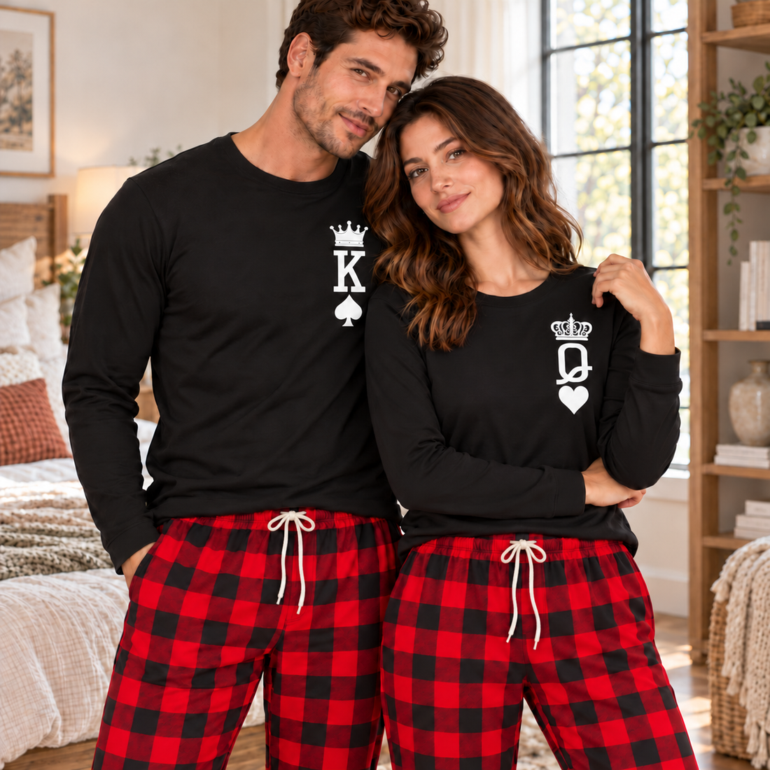 King & Queen Long Sleeve Matching Pajamas