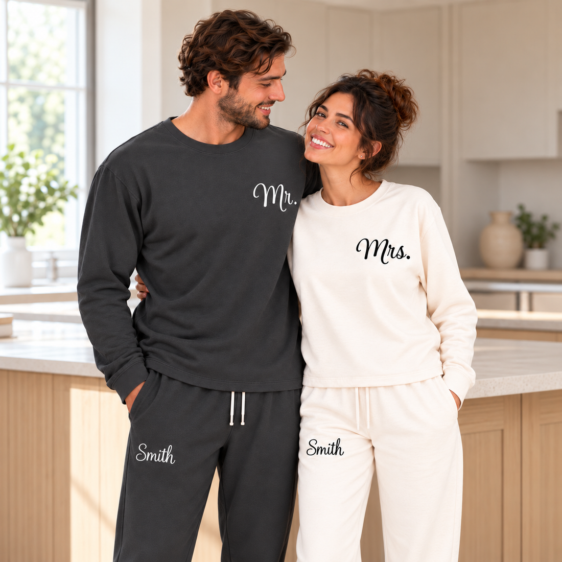 Personalized Mr & Mrs Long Sleeve Matching Pajamas
