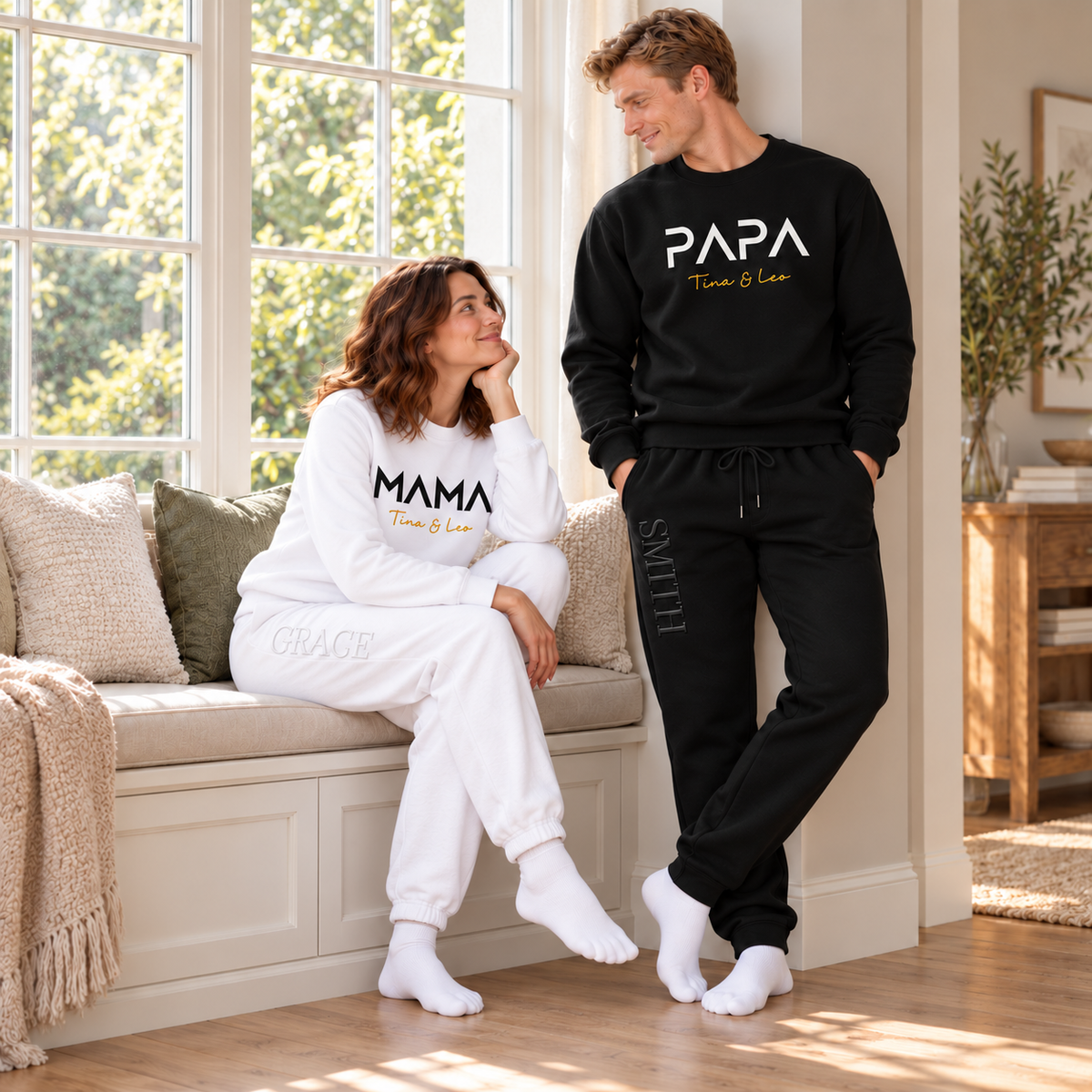 Personalized Mama & Papa Matching Sweatsuits