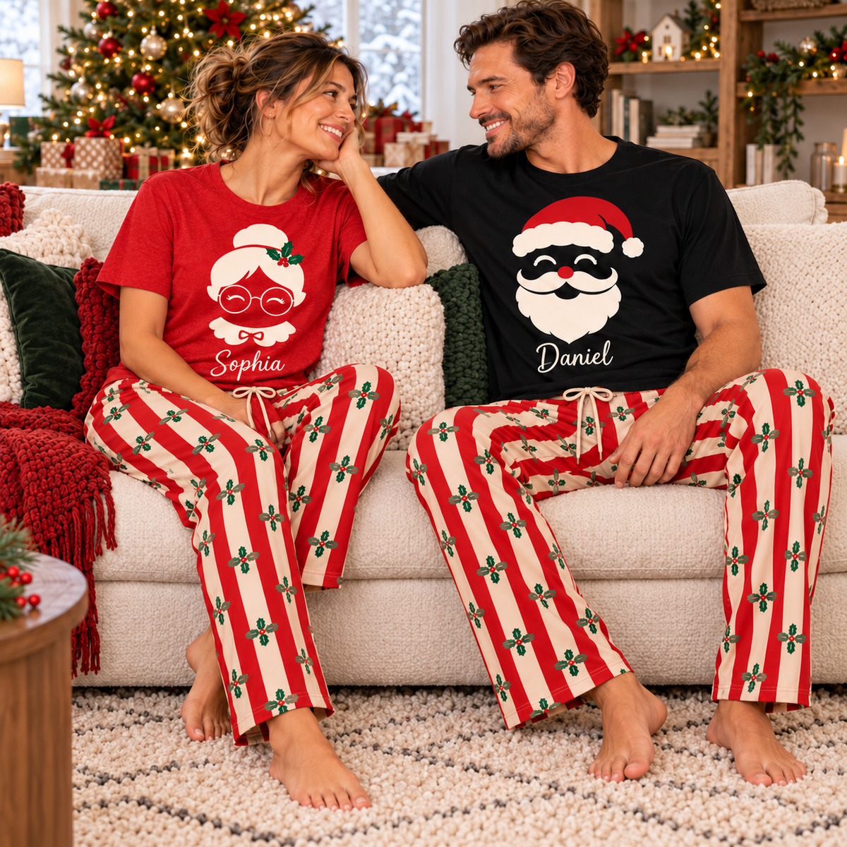 Personalized Mr & Mrs Claus Matching Christmas Pajamas