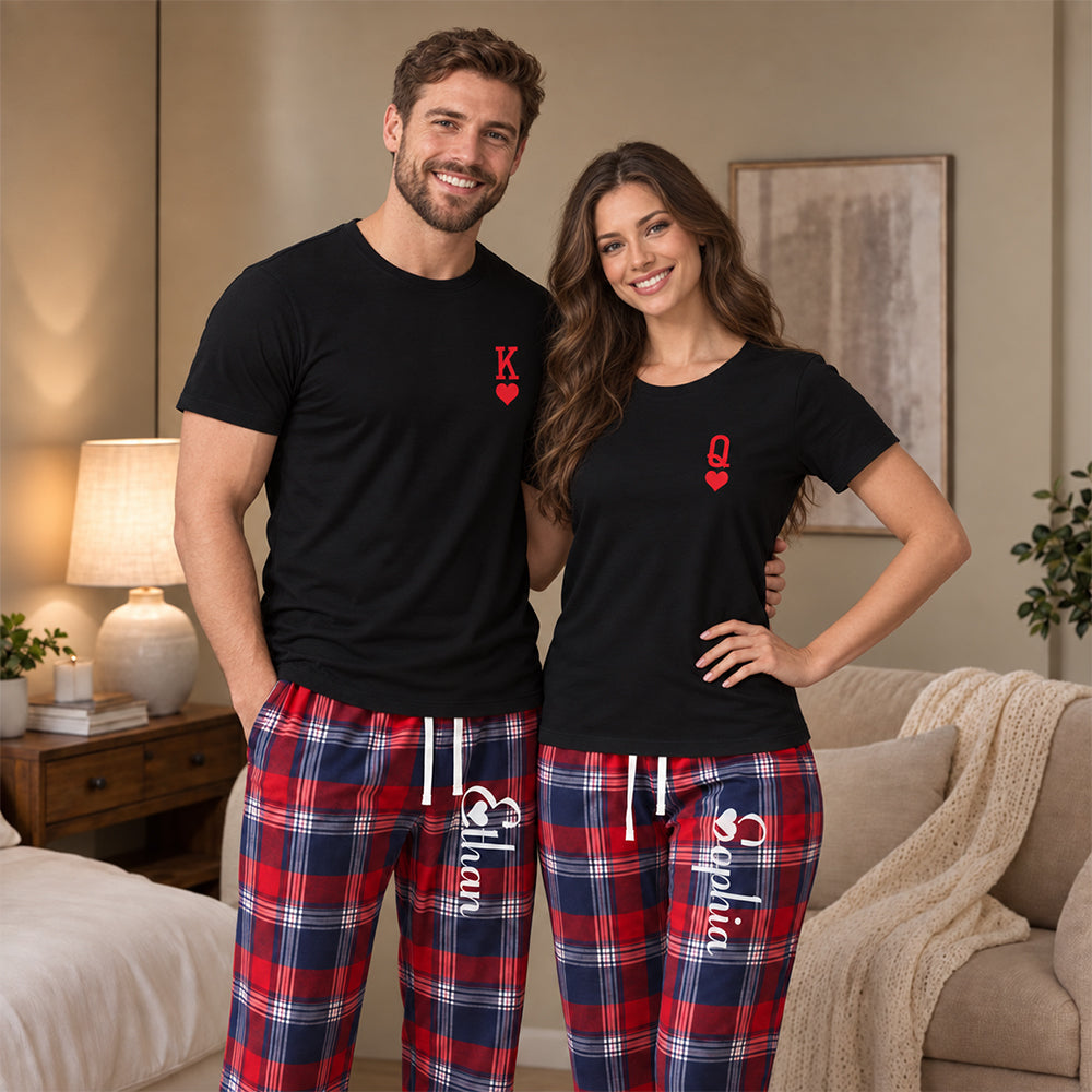 Personalized King & Queen Plaid Matching Pajamas