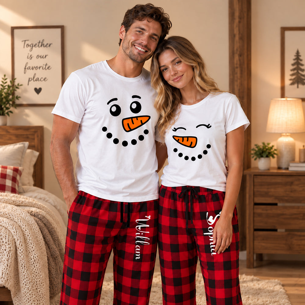 Personalized Snowman Matching Christmas Pajamas