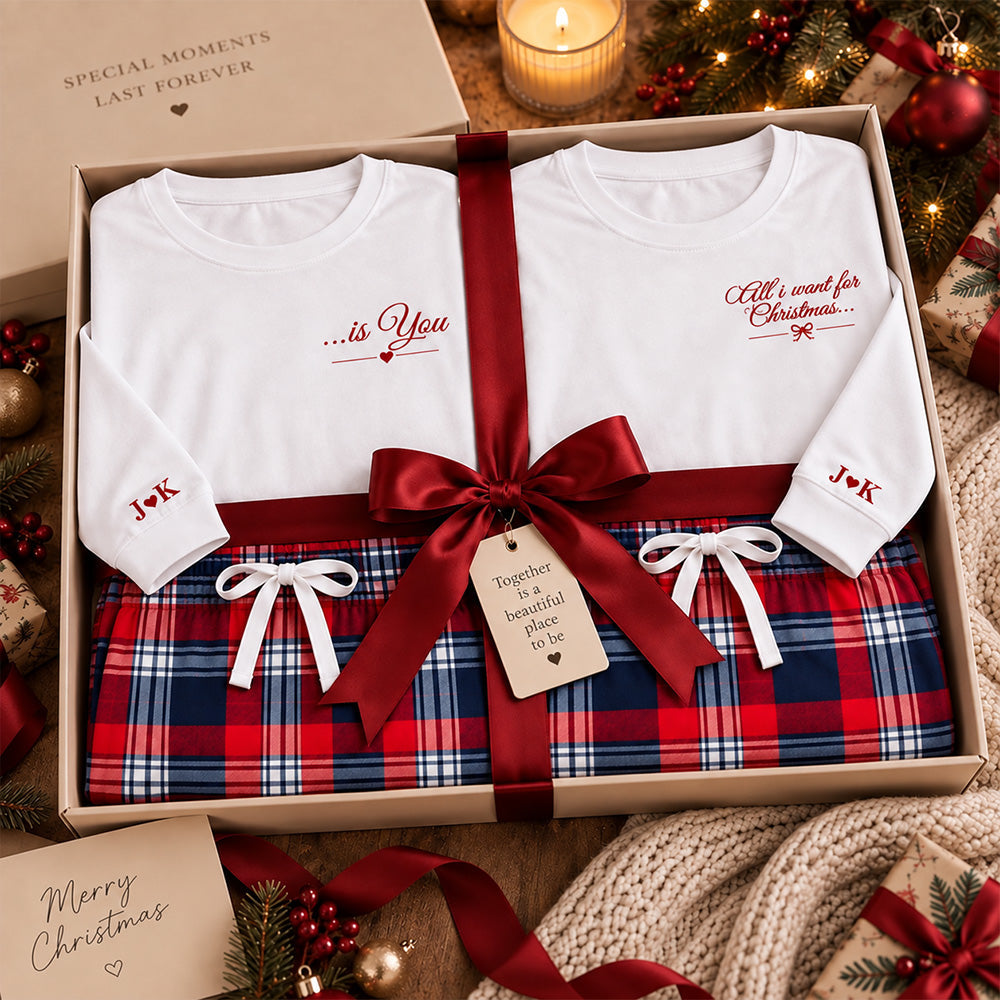 Personalized Name Cuff Long Sleeve Matching Christmas Pajamas