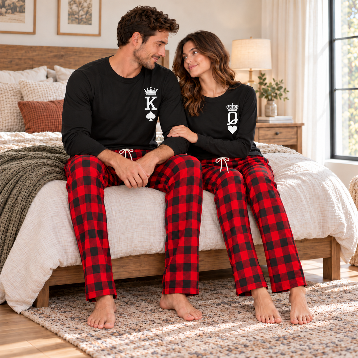King & Queen Long Sleeve Matching Pajamas