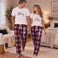 Personalized Wifey & Hubby Red Plaid Matching Pajamas