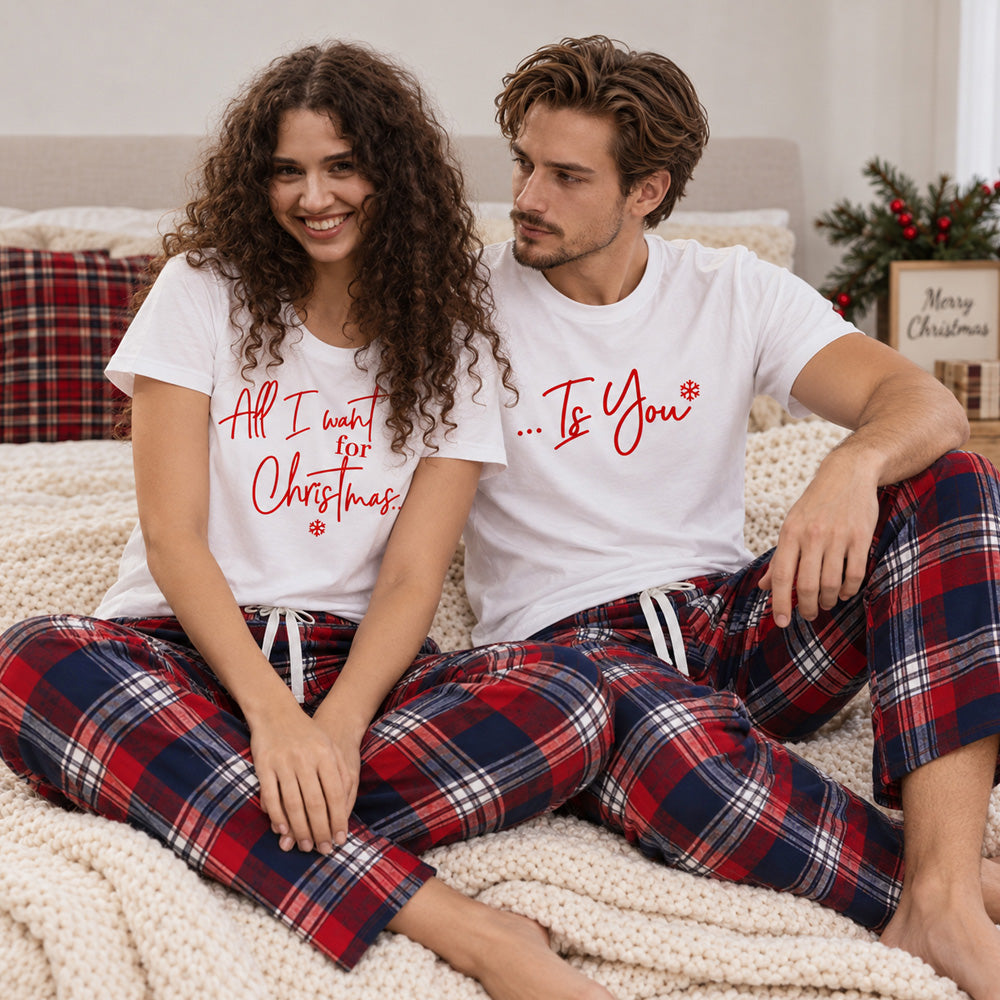 Personalized All I Want for Christmas Couple Pajamas