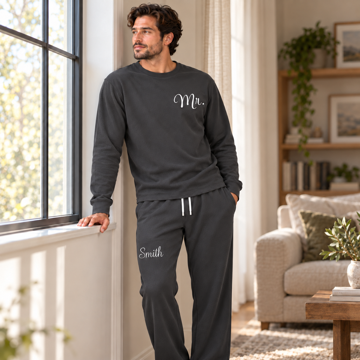 Personalized Mr & Mrs Long Sleeve Matching Pajamas