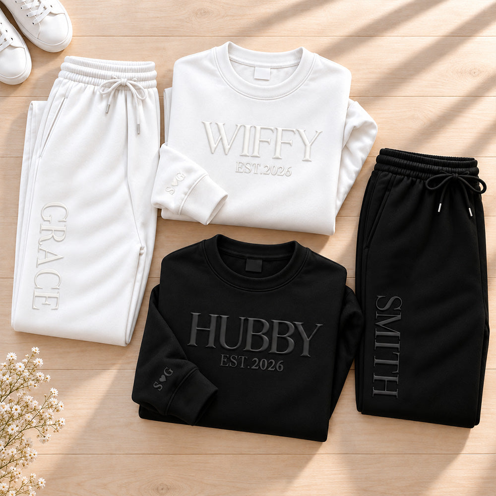 Personalized Wifey & Hubby Matching Sweatsuits