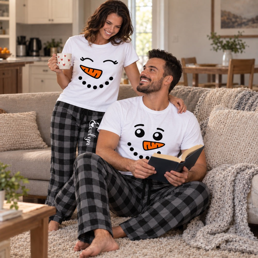 Personalized Snowman Matching Christmas Pajamas
