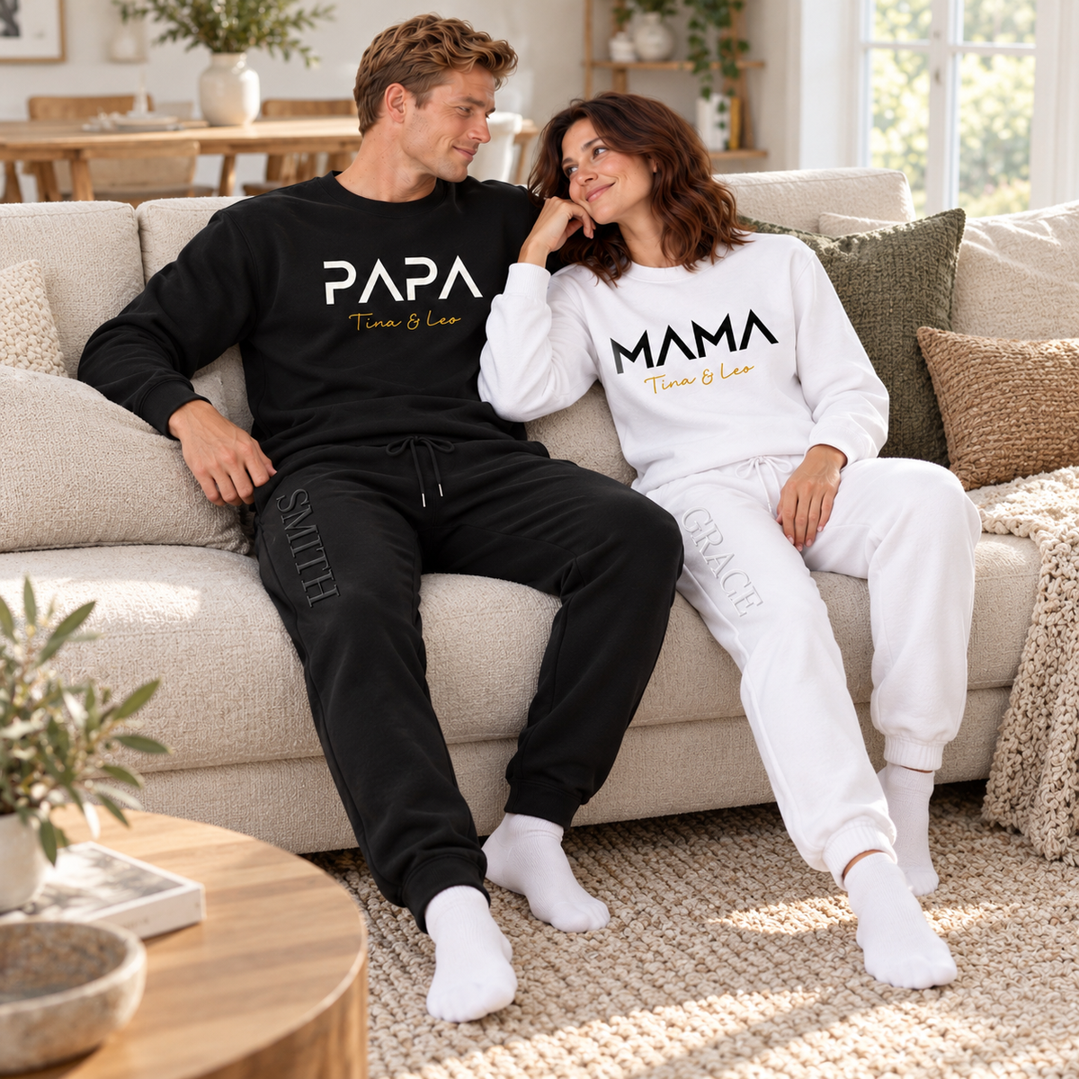 Personalized Mama & Papa Matching Sweatsuits