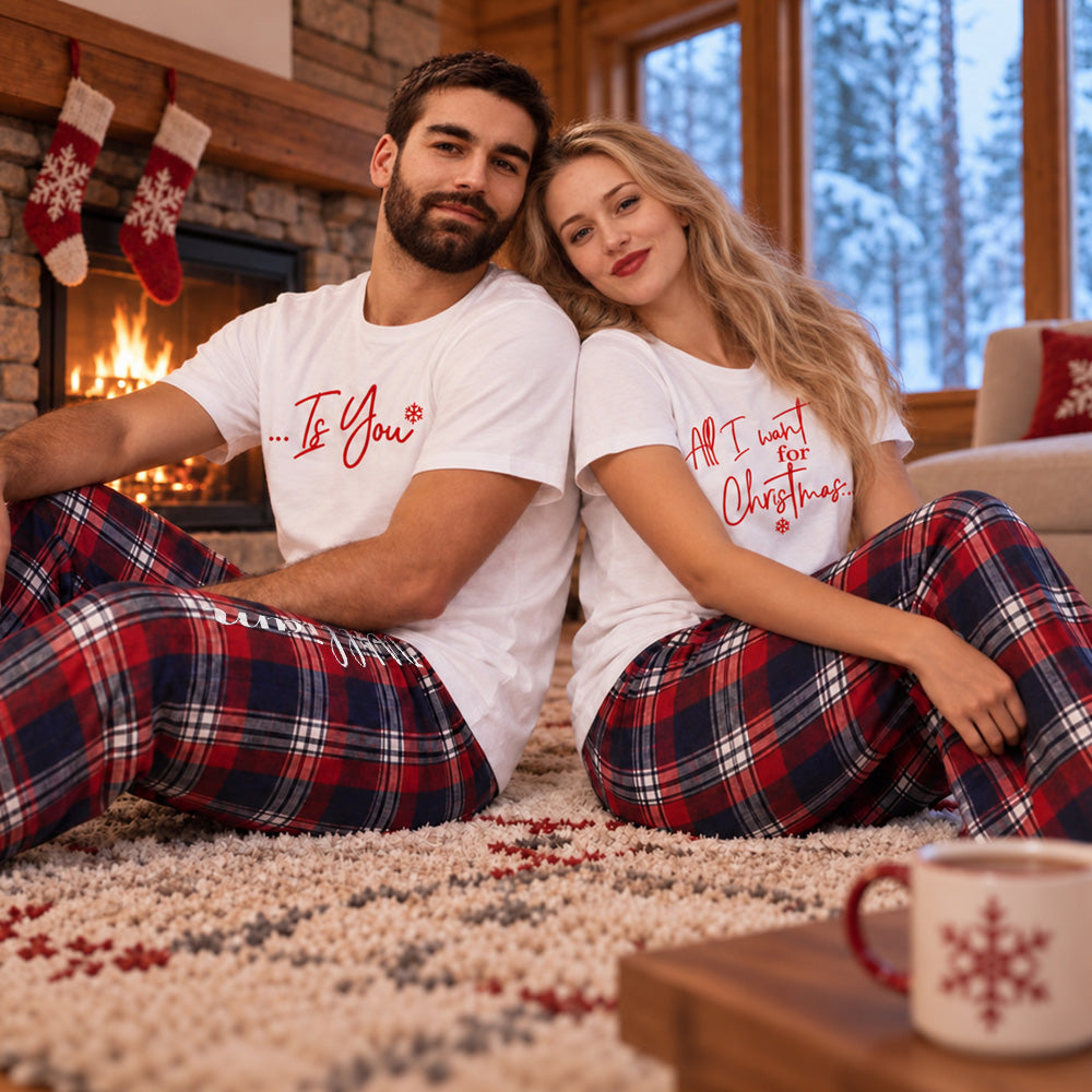 Personalized All I Want for Christmas Couple Pajamas