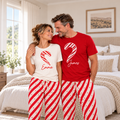 Personalized Candy Cane Heart Matching Christmas Pajamas