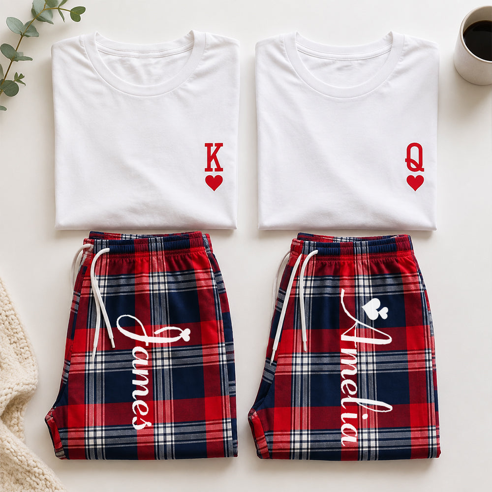 Personalized King & Queen Plaid Matching Pajamas