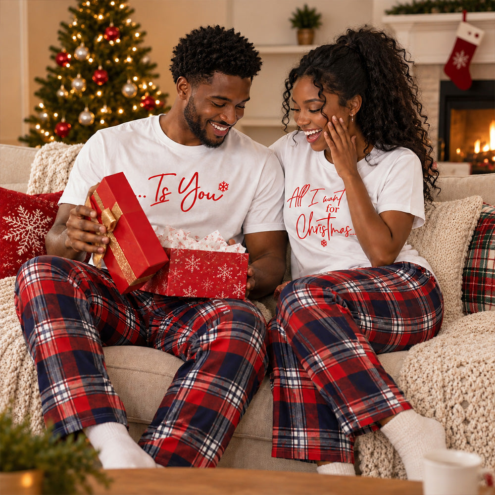 Personalized All I Want for Christmas Couple Pajamas