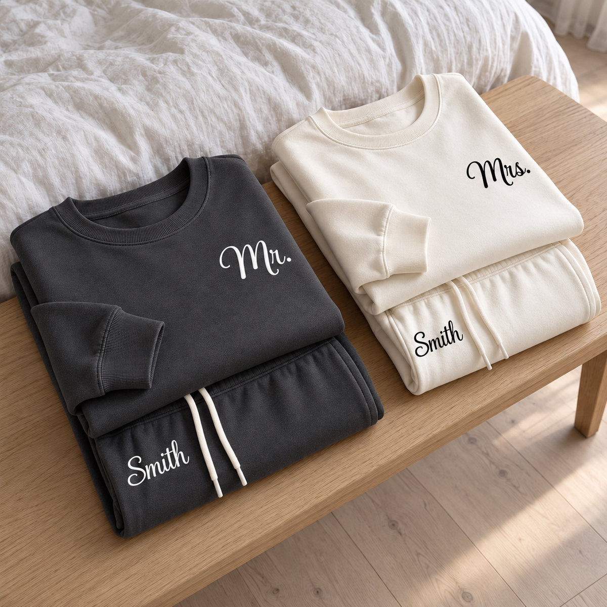 Personalized Mr & Mrs Long Sleeve Matching Pajamas