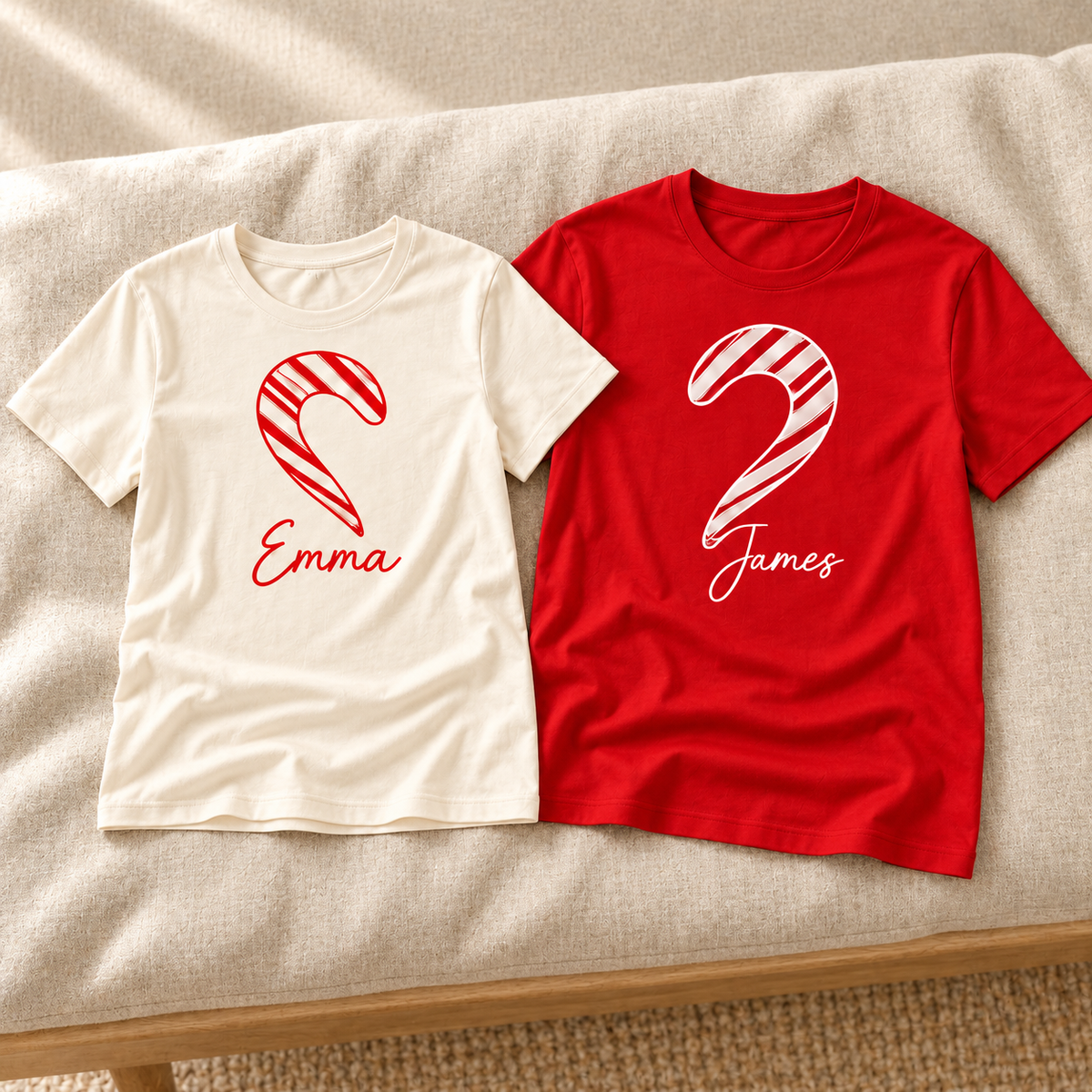 Personalized Candy Cane Heart Matching Christmas Pajamas