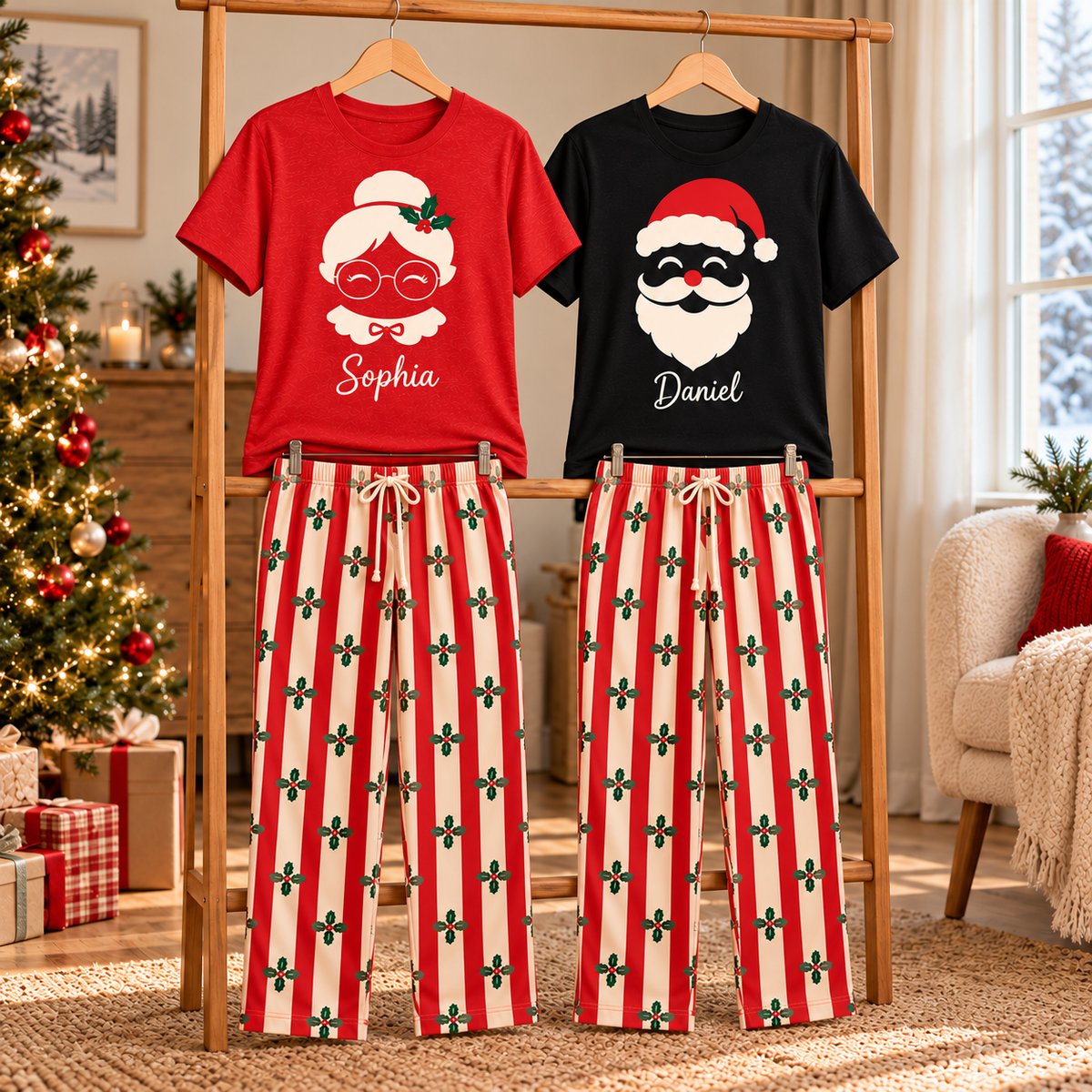 Personalized Mr & Mrs Claus Matching Christmas Pajamas