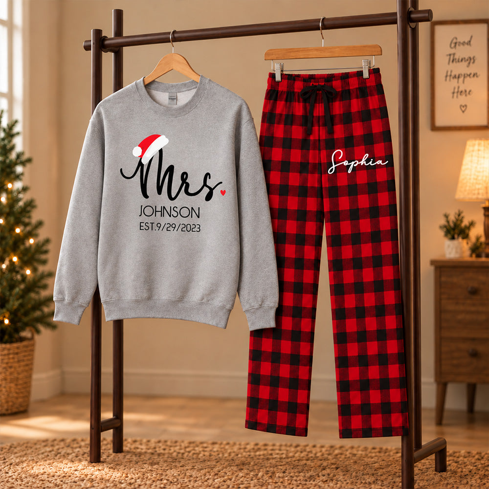 Personalized Mr & Mrs First Christmas Matching Pajamas