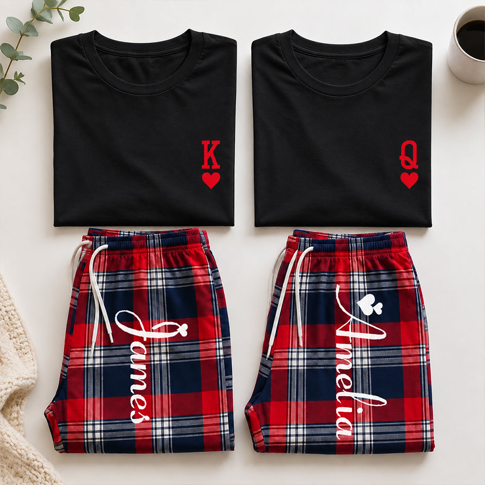 Personalized King & Queen Plaid Matching Pajamas