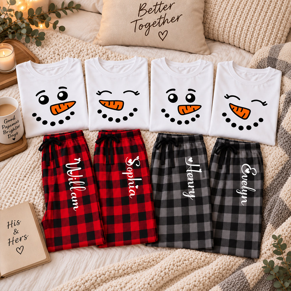 Personalized Snowman Matching Christmas Pajamas