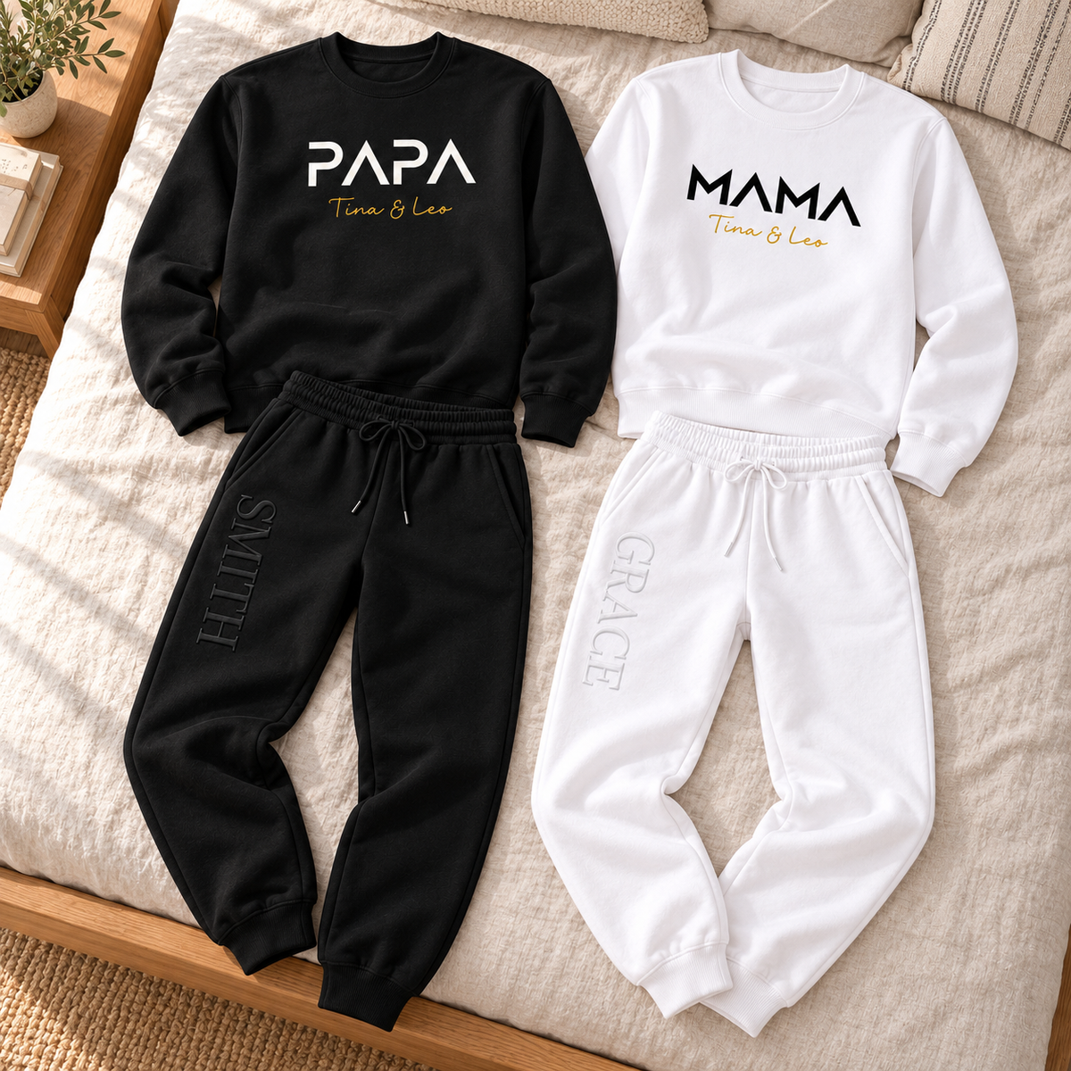 Personalized Mama & Papa Matching Sweatsuits