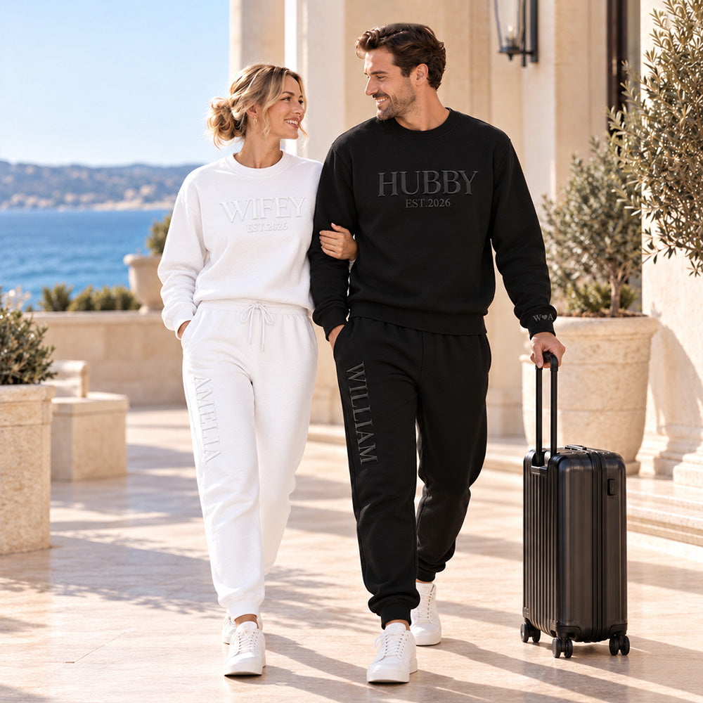 Personalized Wifey & Hubby Matching Sweatsuits