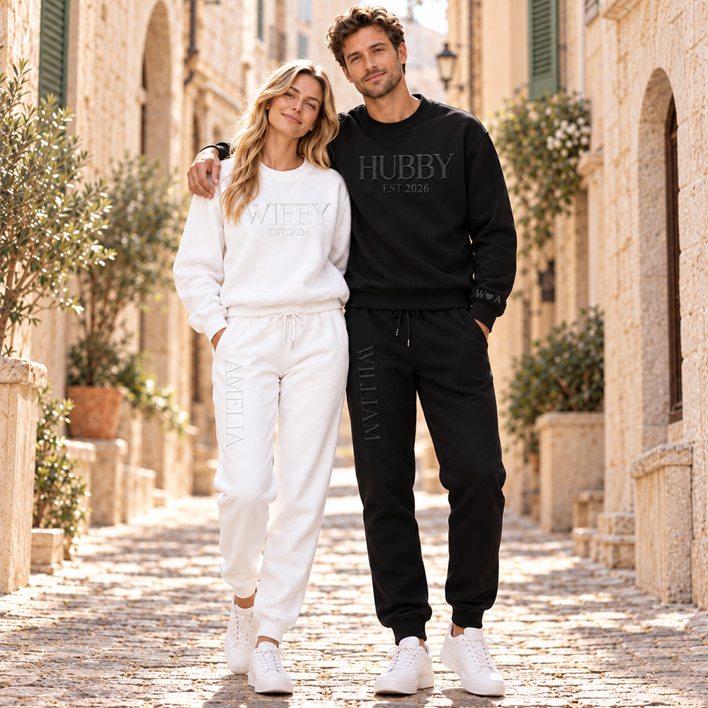 Personalized Wifey & Hubby Matching Sweatsuits