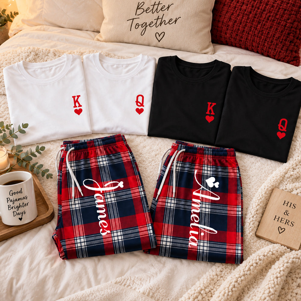 Personalized King & Queen Plaid Matching Pajamas