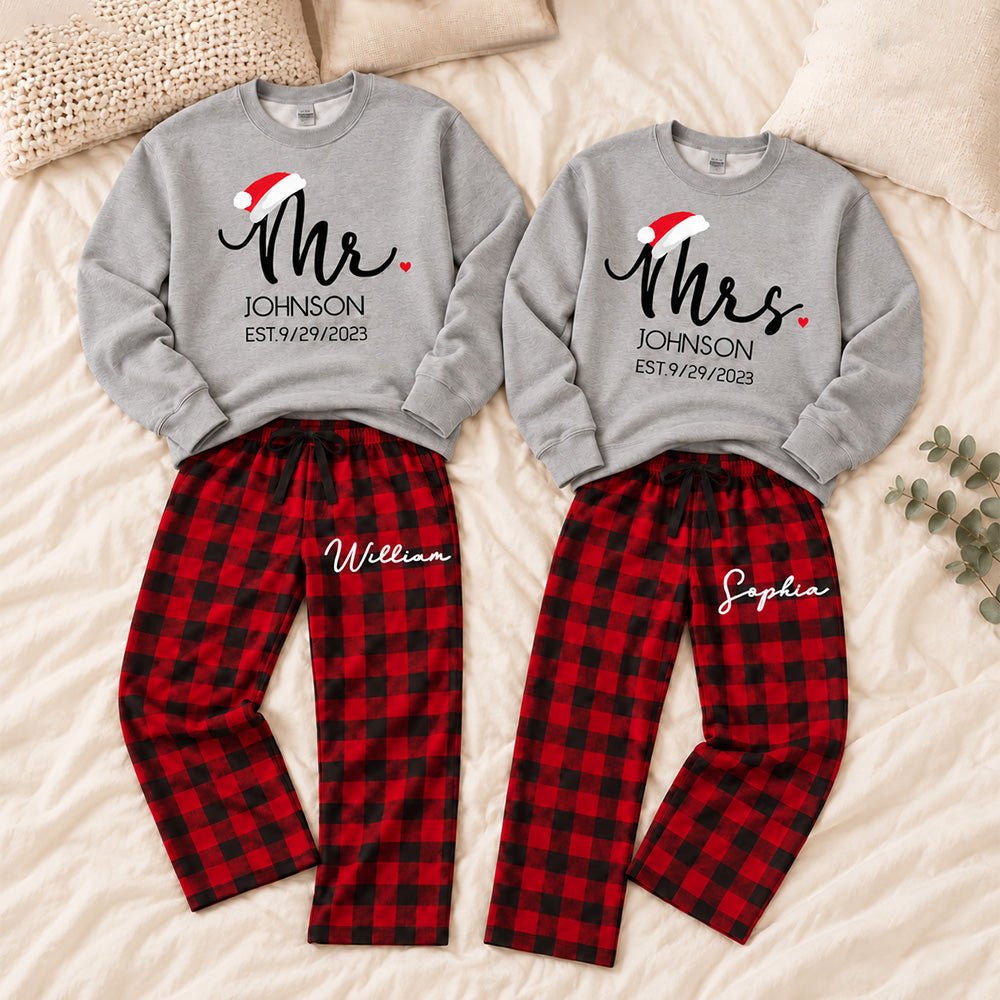 Personalized Mr & Mrs First Christmas Matching Pajamas
