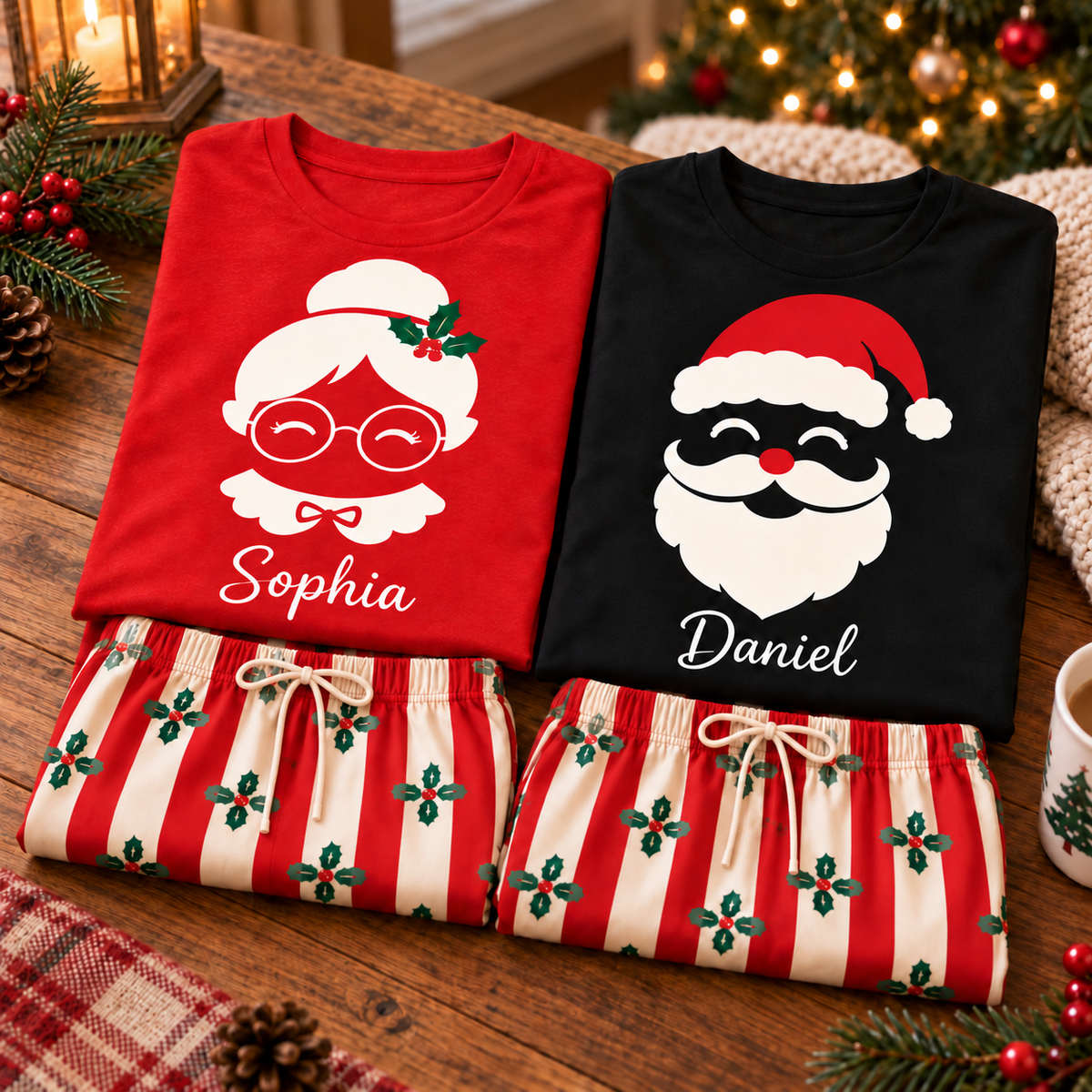 Personalized Mr & Mrs Claus Matching Christmas Pajamas