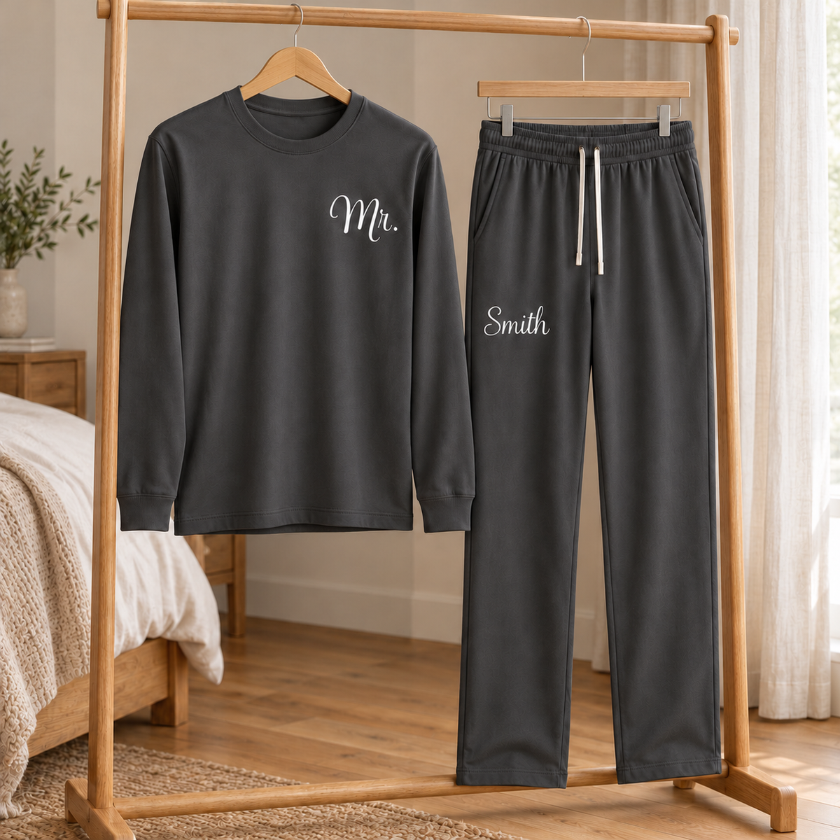 Personalized Mr & Mrs Long Sleeve Matching Pajamas