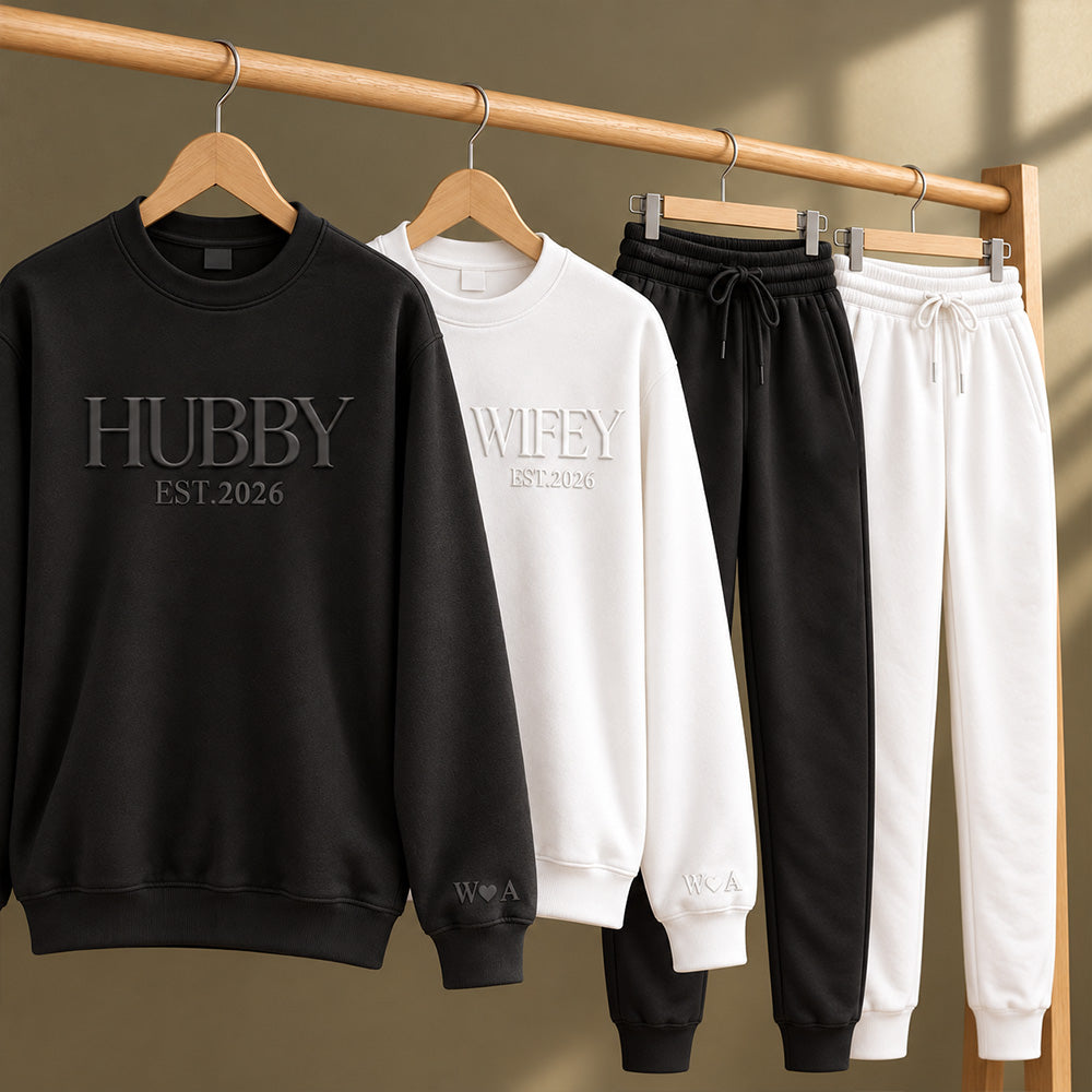 Personalized Wifey & Hubby Matching Sweatsuits