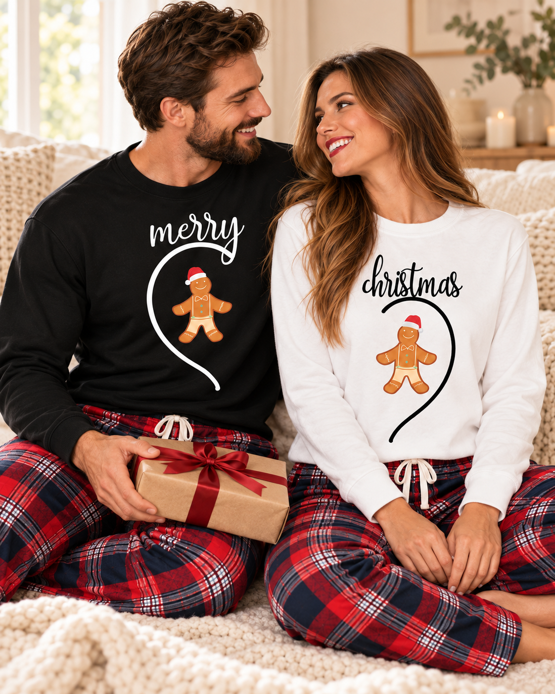 Merry & Christmas Gingerbread Matching Pajamas